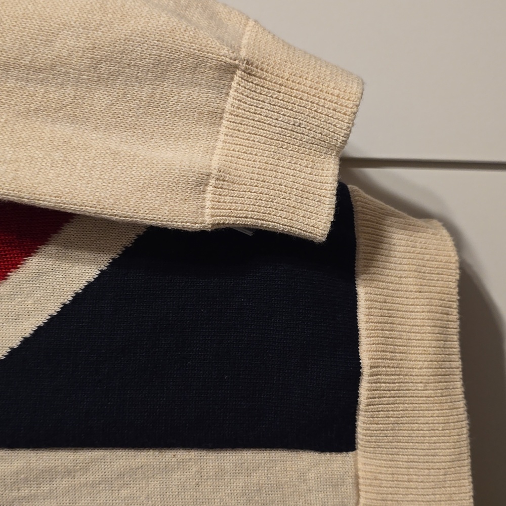 NOS Brand Hoodie Mens Large Beige Multi Heavy Cotton Pullover Stretch Union Jack - Picture 2 of 9